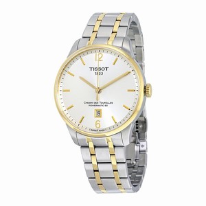 Tissot Silver Dial Fixed Gold Pvd Band Watch #T099.407.22.037.00 (Men Watch)