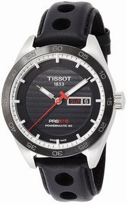 Tissot PRS 516 Powermatic 80 Day Date Black Ceramic Bezel Black Leather Watch # T100.430.16.051.00 (Men Watch)