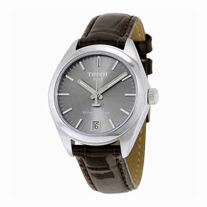 Tissot PR100 Powermatic 80 Rhodium Dial Date Brown Leather Watch # T101.207.16.071.00 (Women Watch)