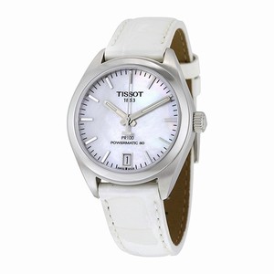 Tissot Powermatic 80 Mother of Pearl Dial Date White Leather Watch # T101.207.16.111.00 (Women Watch)
