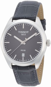 Tissot Quartz Analog Date Grey Leather Watch # T101.410.16.441.00 (Men Watch)