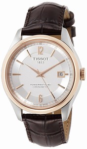 Tissot Silver Dial Fixed18kt Rose Gold Band Watch #T108.408.26.037.00 (Men Watch)
