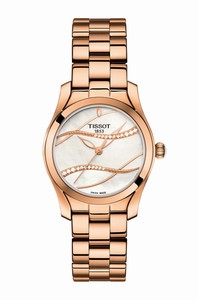 Tissot Quartz Diamond Mother Of Pearl Dial Rose Gold Tone Stainless Steel Watch #T112.210.33.111.00 (Women Watch)