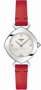 Tissot Femini-T Quartz Mother of Pearl Diamond Dial Red Leather Watch# T113.109.16.116.00 (Women Watch)