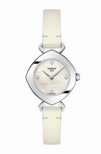 Tissot Femini-T Quartz Mother of Pearl Diamond Dial White Leather Watch# T113.109.16.116.01 (Women Watch)