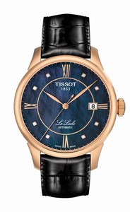 Tissot Le Locle Automatic Mother of Pearl Diamond Dial Black Leather Watch# T41.6.423.96 (Women Watch)