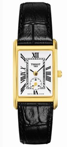 Tissot Carson Battery Operated Quartz Solid 18k Gold White Dial Black Leather Band Watch #T71.3.310.13 (Women Watch)