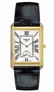 Tissot Carson Battery Operated Quartz Solid 18k Gold White Dial Black Leather Band Watch #T71.3.610.13 (Women Watch)