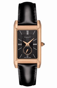 Tissot Quartz Analog 18k Rose Gold Case Black Leather Watch # T923.335.76.058.00 (Women Watch)