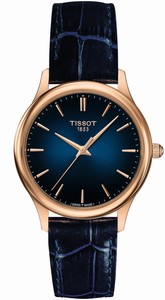 Tissot Quartz Analog 18k Rose Gold Case Blue Leather Watch # T926.210.76.041.00 (Women Watch)