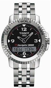 Tissot T-Navigator Battery Operated Quartz Brushed And Polished Titanium Black Digital & Analog Dial Brushed And Polished Steel Band Watch #T96.1.488.52 (Men Watch)