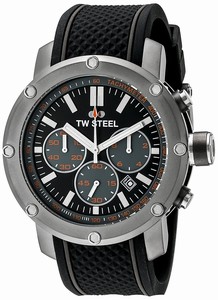 TW Steel Quartz Chronograph Date Black Silicone Watch # TS4 (Men Watch)