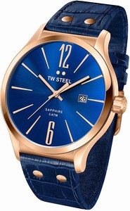TW Steel Blue Dial Fixed Rose Gold Pvd Band Watch #TW1305 (Men Watch)