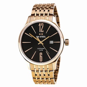 TW Steel Black Dial Fixed Rose Gold-tone Band Watch #TW1308 (Men Watch)