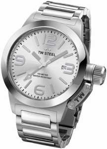 TW Steel Canteen Quartz Silver Dial Date Stainless Steel Watch # TW304 (Unisex Watch)