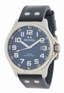 TW Steel Quartz Blue Dial Date Blue Leather Watch #TW400 (Men Watch)