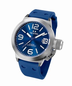 TW Steel Quartz Analog Date Blue Silicone Watch # TW500 (Men Watch)