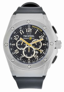TW Steel Quartz Chronograph Black Dial Date Black Silicone Watch # TW681 (Men Watch)