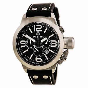TW Steel Canteen Quartz Chronograph Date Black Leather Watch # TW6R (Men Watch)