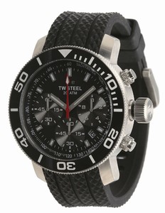 TW Steel Grandeur Diver Quartz Chronograph Black Dial Date Black Silicone Watch # TW700 (Men Watch)