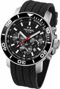 TW Steel Black Dial Uni-directional Rotating Band Watch #TW701 (Men Watch)