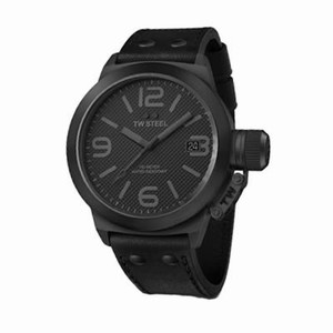 TW Steel Black Dial Fixed Black Pvd Band Watch #TW844R (Men Watch)