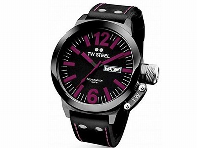TW Steel Black Dial Leather Band Watch #TW856 (Men Watch)
