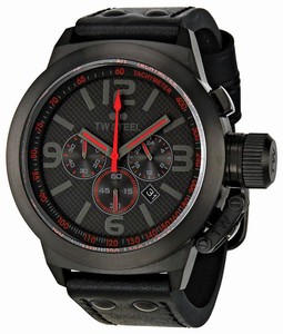 TW Steel Quartz Chronograph Black Dial Date Black Leather Watch # TW902R (Men Watch)