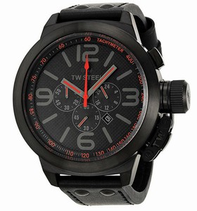 TW Steel Quartz Chronograph Black Dial Date Black Leather Watch # TW903R (Men Watch)