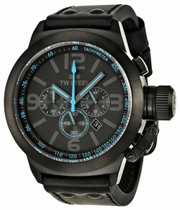 TW Steel Quartz Chronograph Black Dial Date Black Leather Watch # TW904 (Men Watch)