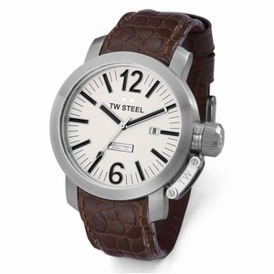 TW Steel Automatic Date Brown Leather Watch # TWA95 (Men Watch)