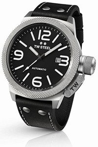 TW Steel Canteen Automatic Date Black Leather Watch # TWA951 (Men Watch)
