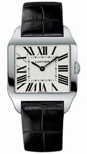 Cartier Quartz 18kt White Gold Silver Dial Alligator/crocodile Leather Black Band Watch #W2009451 (Women Watch)