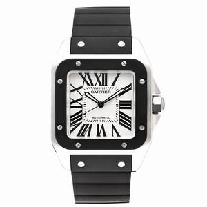 Cartier Calibre 049 Automatic Stainless Steel Silver Opaline With Roman Numerals Dial Black Rubber Band Watch #W20121U2 ( Watch)