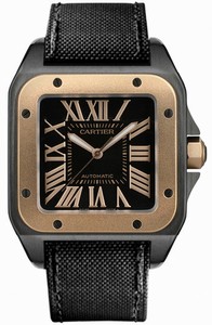 Cartier Automatic Stainless Steel Black Dial Black Fabric Band Watch #W2020009 (Men Watch)