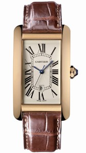 Cartier Automatic 18kt Rose Gold Silver Dial Crocodile Brown Leather Band Watch #W2609156 (Men Watch)