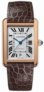Cartier Self Winding Automatic with Caliber Cartier 049 18k Polished Rose Gold Silver Opaline With Roman Numerals Dial Brown Alligator Leather Band Watch #W5200026 (Men Watch)