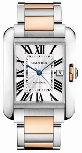 Cartier Automatic Calibre Cartier 077 Stainless Steel Silver Dial 18kt Rose Gold And Stainless Steel Band Watch #W5310006 (Men Watch)