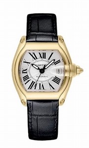 Cartier Calibre 3110 Automatic Solid 18k Yellow Gold Silver Sunray Roman Numeral With Manified Date At 3 Dial Black Crocodile Leather, Comes With Additional Easy To Change (no Tools Necessary) Black Fabric Band Watch #W62005V2 (Men Watch)