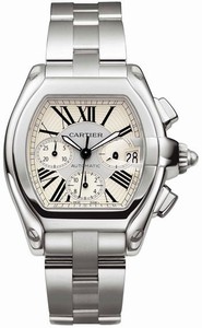 Cartier Calibre 8510 Automatic Polished Stainless Steel Silver Sunray Chronograph With Roman Numerals And Magnifieid Date At 3 Dial Brushed And Polished Stainless Steel And Interchangeable Black Toile De Voile Band Watch #W62019X6 (Men Watch)