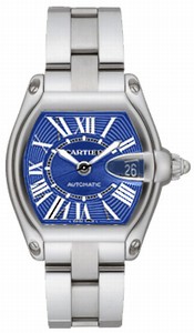 Cartier Calibre 3110 Automatic Polished Stainless Steel Blue Sunray With Roman Numerals With Magnified Date At 3 Dial Brushed And Polished Stainless Steel And Interchangeable Toile De Voile Band Watch #W62048V3 (Men Watch)
