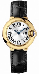 Cartier Quartz 18kt Yellow Gold Silver Dial Crocodile Black Leather Band Watch #W6900156 (Women Watch)