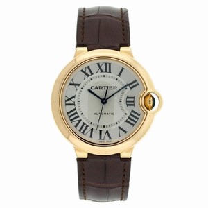 Cartier Automatic 18kt Yellow Gold Silver Dial Crocodile Brown Leather Band Watch #W6900356 ( Watch)