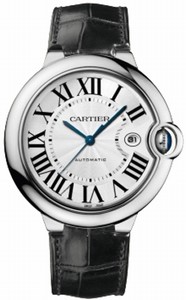 Cartier Calibre 049 Automatic Polished Stainless Steel Silver Opaline With Roman Numerals Dial Black Crocodile Leather Band Watch #W69016Z4 (Men Watch)