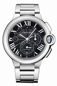 Cartier Automatic Polished Stainless Steel Black Chronograph With Date At 9 Dial Stainless Steel Band Watch #W6920025 (Men Watch)