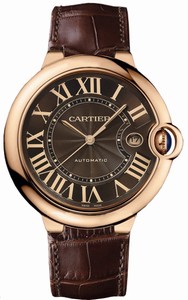 Cartier Automatic Caliber 049 18k Polished Rose Gold Brown Guilloche Dial Dial Brown Crocodile Leather Band Watch #W6920037 (Men Watch)