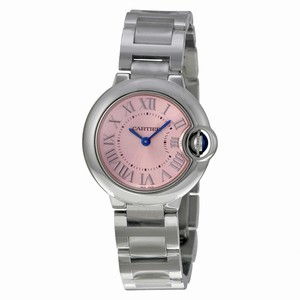 Cartier Ballon Bleu Quartz Roman Numerals Pink Dial Stainless Steel Watch# W6920038 (Women Watch)