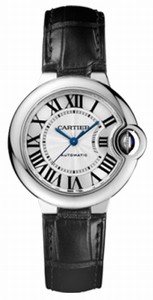Cartier Automatic Polished Stainless Steel Silver Opaline Dial Black Alligator Strap Band Watch #W6920085 (Women Watch)