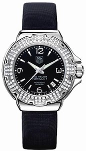 TAG Heuer Formula 1 Quartz Black Dial Date Diamond Bezel Black Satin Watch # WAC1214.FC6218 (Women Watch)