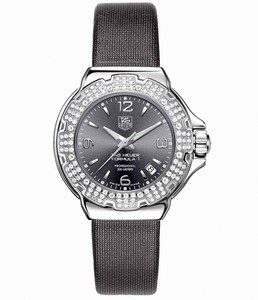 TAG Heuer Formula 1 Quartz Gray Dial Date Diamond Bezel Gray Satin Watch # WAC1218.FC6222 (Women' s Watch)